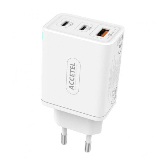 Cargador de pared Accetel AC965W carga rápida 65W USB-C y USB-A