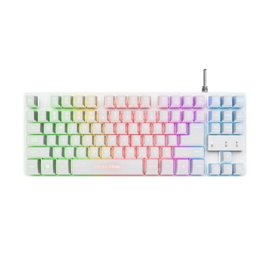 Teclado Trust GXT 833W Thado de membrana tenkeyless retroiluminado multicolor blanco