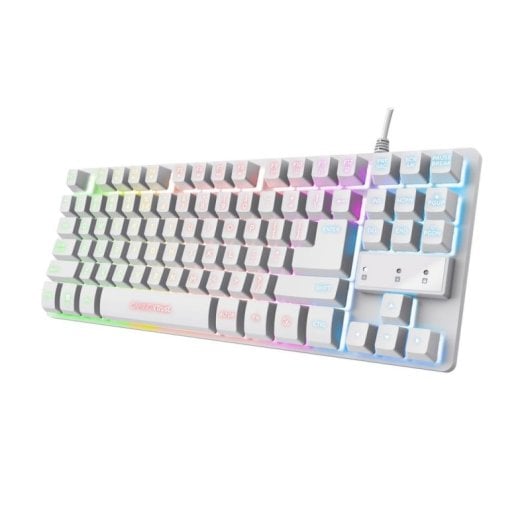 Teclado Trust GXT 833W Thado de membrana tenkeyless retroiluminado multicolor blanco