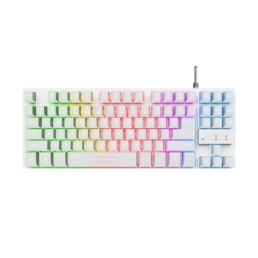 Teclado Trust GXT 833W Thado de membrana tenkeyless retroiluminado multicolor blanco