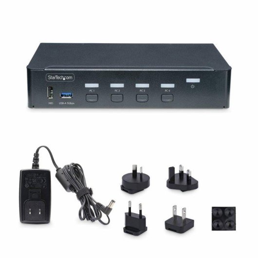 Interruptor KVM Startech DisplayPort 4 Puertos 4K 60Hz USB Audio Rack