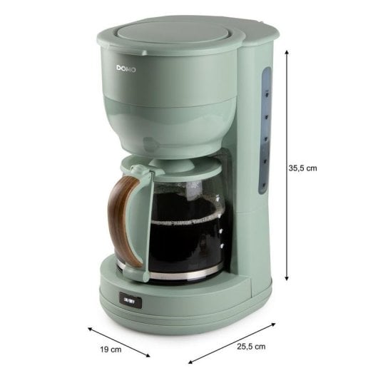 Filterkaffeemaschine Domo Wood You DO755K 1,25 L 10 Tassen Tropfstopp grün