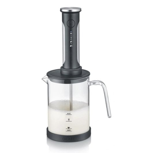 Espumador de leite Graef MS202 portátil 300 ml vidro preto sem fios