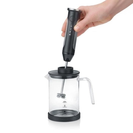Espumador de leite Graef MS202 portátil 300 ml vidro preto sem fios
