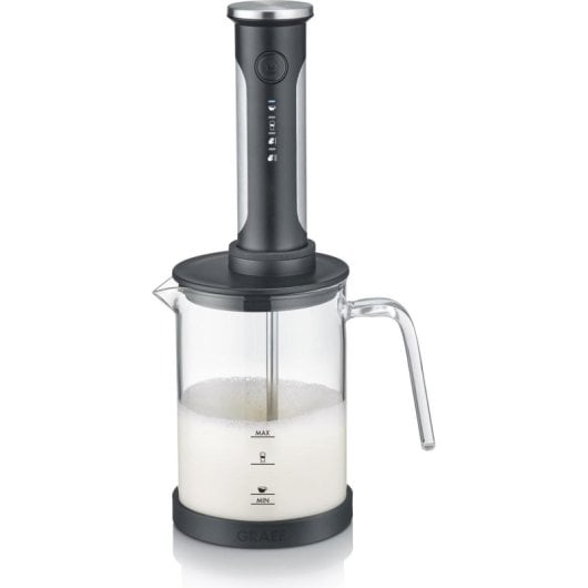 Espumador de leite Graef MS202 portátil 300 ml vidro preto sem fios