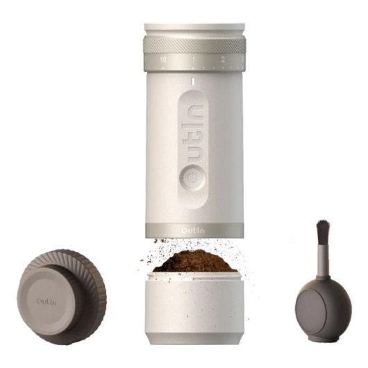 Molinillo de café OutIn Fino eléctrico 25 g fresa cónica acero blanco