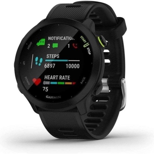 Garmin Forerunner 55 Bluetooth GPS 42mm MIP Preto Resistente Água 5ATM Pulsómetro Sono