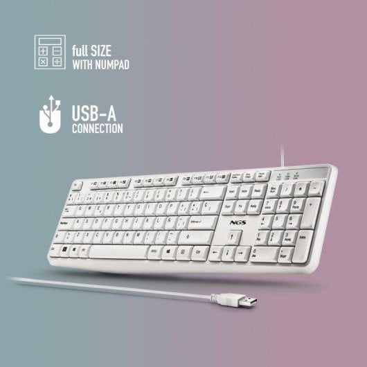 Teclado NGS Heritage USB de membrana multimedia resistente a salpicaduras
