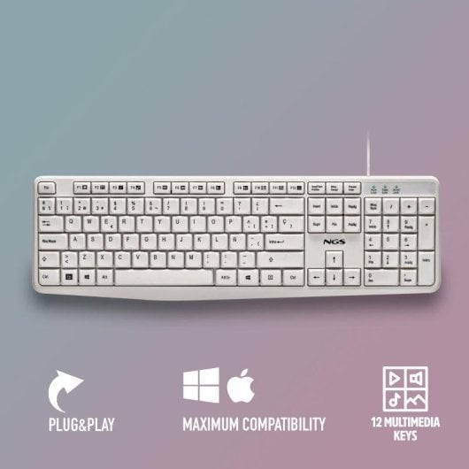 Teclado NGS Heritage USB de membrana multimedia resistente a salpicaduras