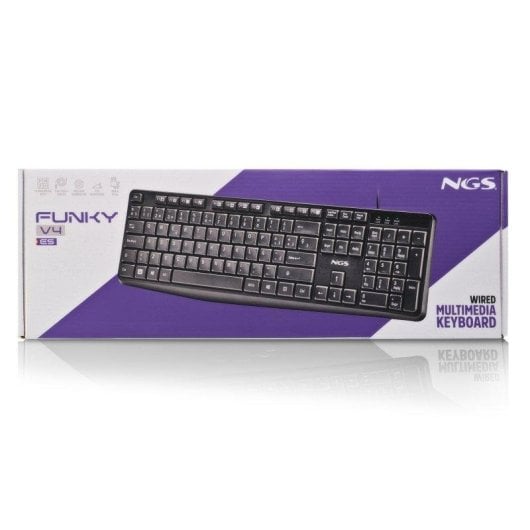 Teclado NGS Funkyv4 de membrana portugués resistente a salpicaduras con accesos multimedia