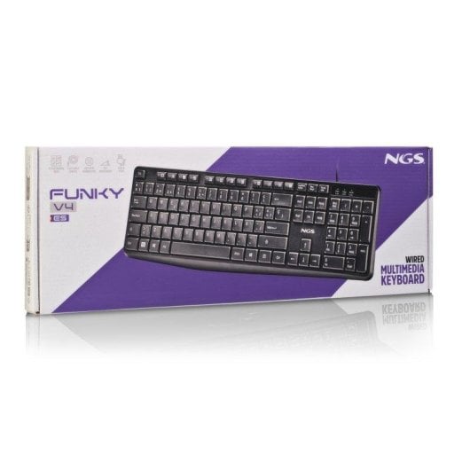Teclado NGS Funkyv4 de membrana portugués resistente a salpicaduras con accesos multimedia