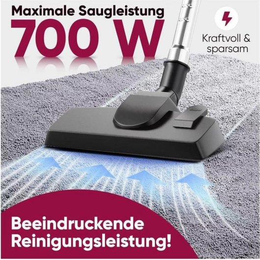 Aspirapolvere con Sacco ProfiCare PC-BS 3141 700W Filtro HEPA Capacita 4,5L Antracite Rosso