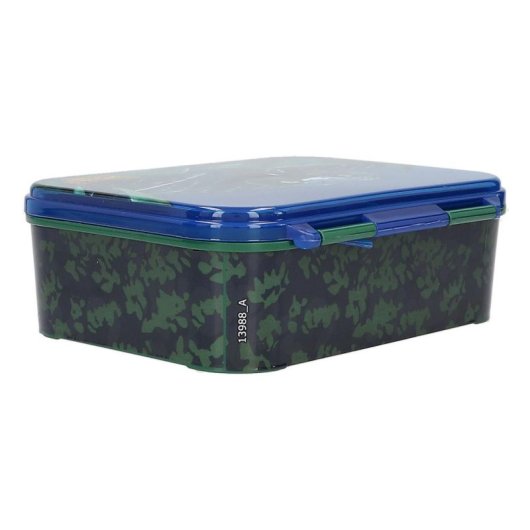 Fiambrera Dino World Action 0413988 azul verde compartimentada infantil