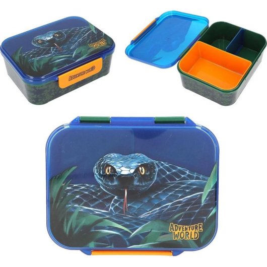 Fiambrera Dino World Action 0413988 azul verde compartimentada infantil