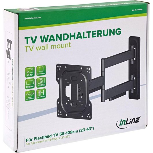 InLine 23103B Support TV Mural 23 a 43" VESA 75x75 a 200x200 Max 35kg