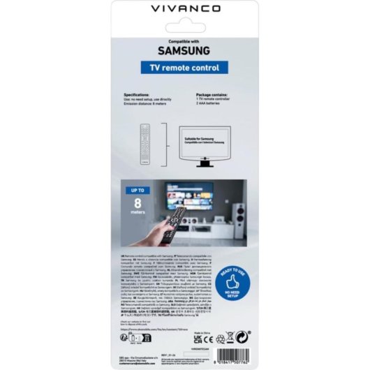 Comando Vivanco VVREMOTESAM Samsung IR sem fios botões pretos
