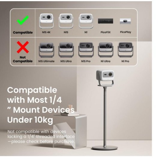 Suporte projetor JMGO N1S alumínio cinza gestão cabos 10 kg