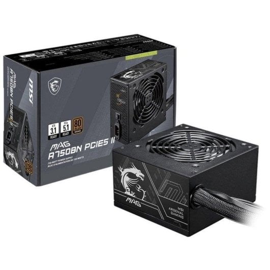 Fuente de Alimentación MSI MAG A750BN PCIE5 II 750W 80 PLUS Bronze no modular