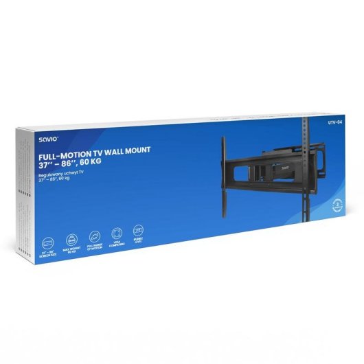 Savio UTV-04 Support TV Mural 37 à 86" VESA 200x200 à 600x400 Max 60kg