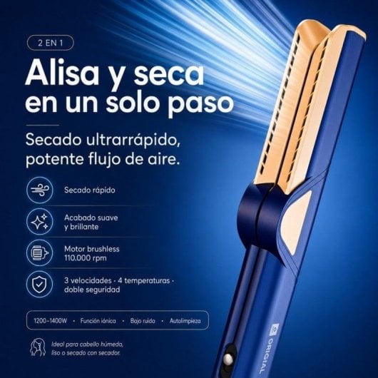 Origial Care&Beauty Style 6in1 Plancha de pelo con aire, 1400W, azul