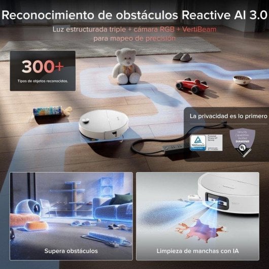 Robot Aspirador y Fregasuelos Roborock Saros 20 Sonic con Autovaciado Navegación LiDAR 36.000 Pa Control por Voz Altura 