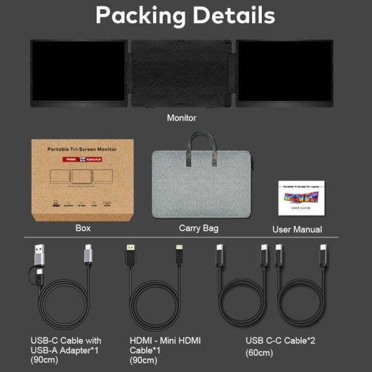 Monitor PC FOPO S7 14" Full HD IPS Doppio USB-C Mini HDMI Pieghevole