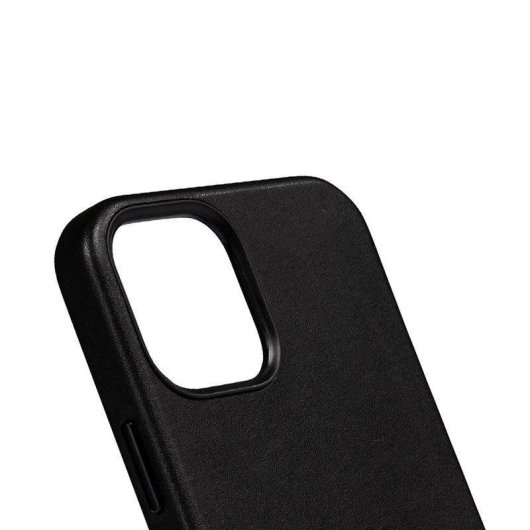 Funda para móvil CRONG Essential MagSafe Cover cuero y metal negra para iPhone 12 Pro Max