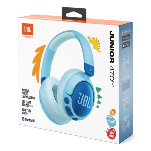 Auriculares JBL Junior 470NC sem fios Bluetooth com Cancelamento de Ruído, Microfone e controlo parental, azul