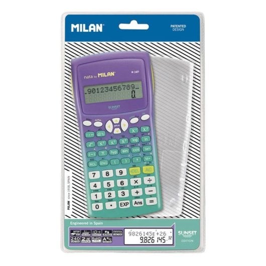 Calculatrice MILAN M240 Sunset 240 fonctions Turquoise Lilas