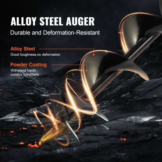 Barrena Para Postes A Gasolina 63 Cc, 2400 W, Con Broca 200 Mm Y Varilla De Extensión