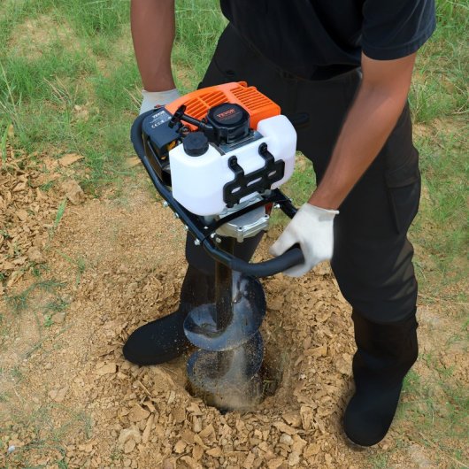 Barrena Para Postes A Gasolina 63 Cc, 2400 W, Con Broca 200 Mm Y Varilla De Extensión