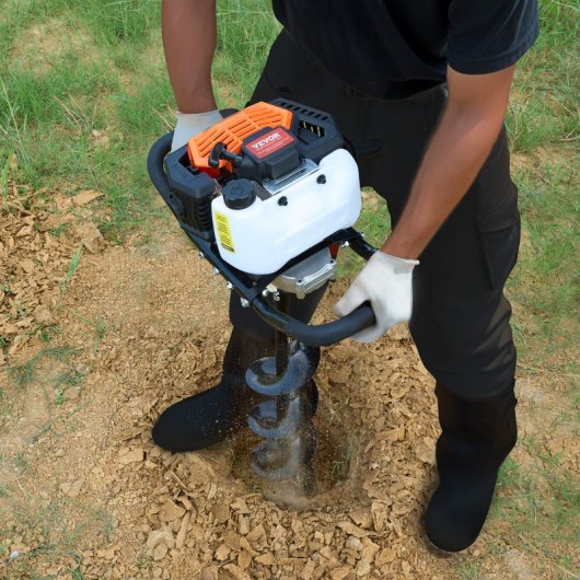 Perforadora De Postes A Gasolina 52 Cc, 1450 W, Con Brocas 150/250 Mm Y 3 Varillas
