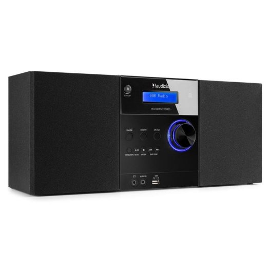 Microcadeia Audizio Metz 30W RMS Bluetooth Rádio USB CD DAB+ Comando ecrã LCD