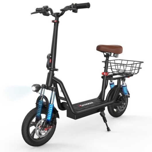 Iscooter I12 Patinete Eléctrico Con Asiento - 36v 7.5ah, Motor 500w, Autonomía 30-35km, Neumáticos 12'' Inflables, Doble
