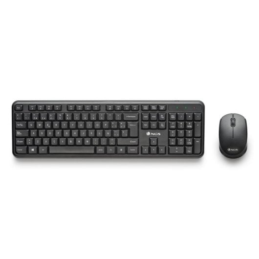 Teclado NGS Harmony Kit inalámbrico completo con ratón, 12 teclas multimedia, perfil bajo, QWERTY IT, negro