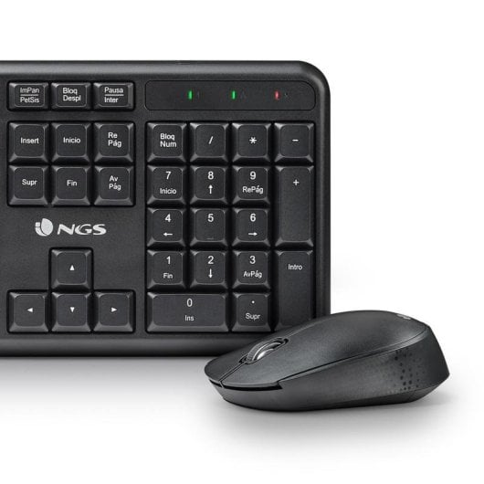 Teclado NGS Harmony Kit inalámbrico completo con ratón, 12 teclas multimedia, perfil bajo, QWERTY IT, negro