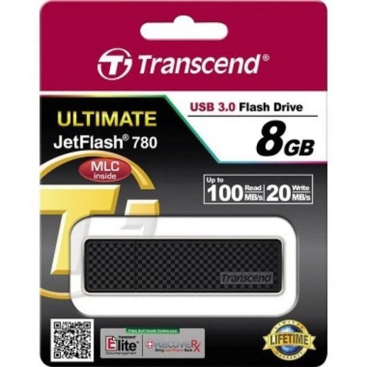 Clé USB Transcend JetFlash 780 8GB USB 3.1 Gen 1 noire haute vitesse