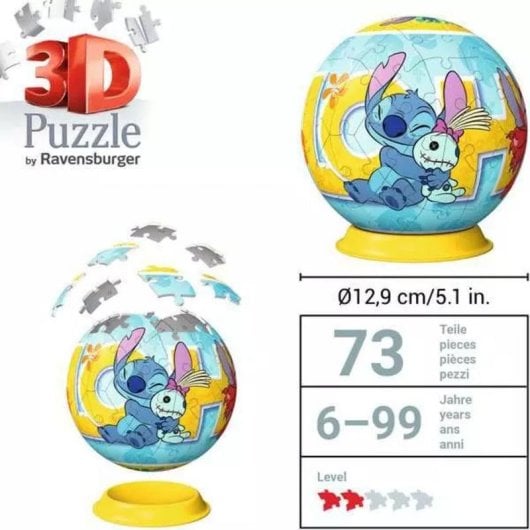 Puzzle 3D Ravensburger Stitch Disney 73 pieces multicolore enfant adulte