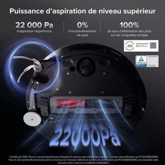 Aspirateur Robot et Laveur Roborock Saros 10 avec Vidage Automatique Navigation LiDAR 22.000 Pa