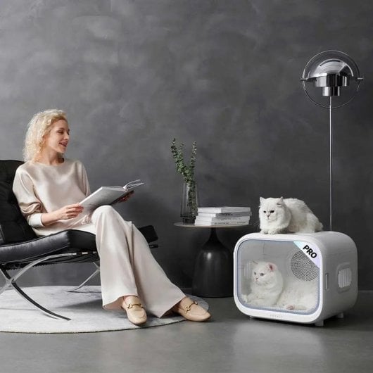 Secador para mascotas PETKIT AirSalon Max Pro cabina automática 60L control app blanco