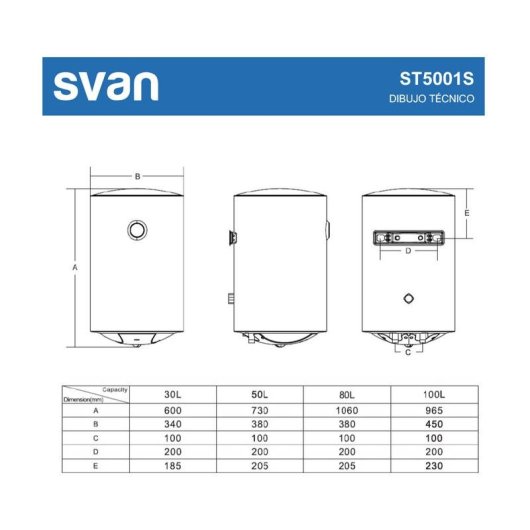 Termo elétrico SVAN 50L 1500W vertical aço esmaltado controle manual