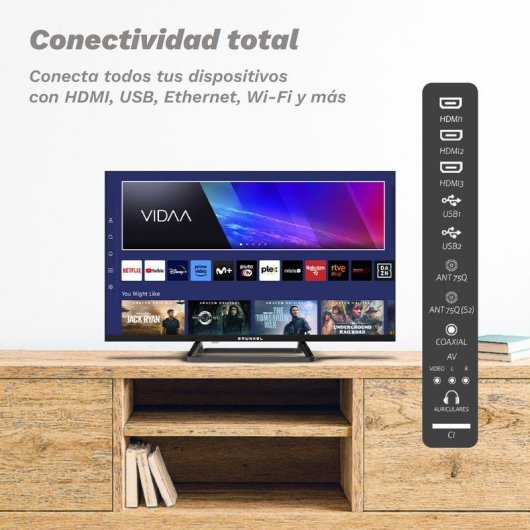 TV Grunkel QLED QLED-3225VD 32" HD 60Hz Smart TV VIDAA HDR10 Wi-Fi HDMI USB