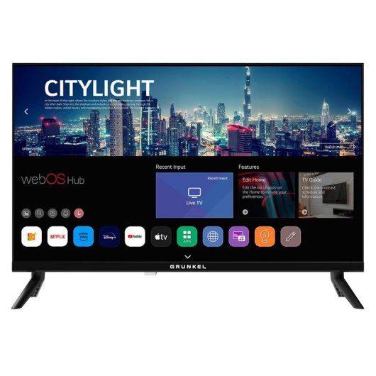 TV Grunkel LED LED-24PBW 24" HD 60Hz Smart TV WebOS HDR USB-PVR Wi-Fi