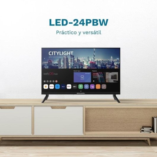 TV Grunkel LED LED-24PBW 24" HD 60Hz Smart TV WebOS HDR USB-PVR Wi-Fi
