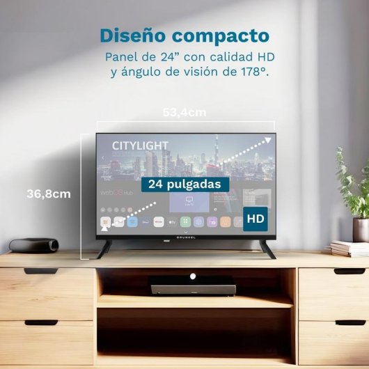TV Grunkel LED LED-24PBW 24" HD 60Hz Smart TV WebOS HDR USB-PVR Wi-Fi