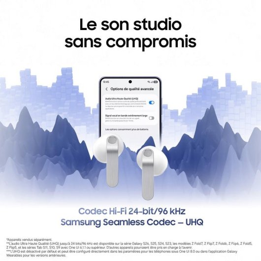 Auriculares Samsung Galaxy Buds4 inalámbricos Bluetooth 6.1 con Cancelación de Ruido y micrófono, color blanco