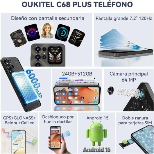 Oukitel C68 Plus 4G 8GB 512GB 7.2" Schwarz