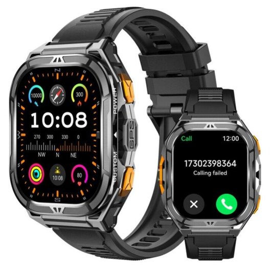 Cubot GT 3 Bluetooth GPS 1,96'' AMOLED Nero Acciaio Inox SOS SpO2 Autonomia