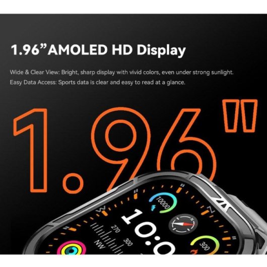 Cubot GT 3 Bluetooth GPS 1,96'' AMOLED Nero Acciaio Inox SOS SpO2 Autonomia