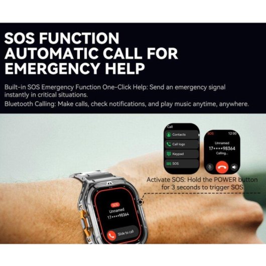 Cubot GT 3 Bluetooth GPS 1,96'' AMOLED Nero Acciaio Inox SOS SpO2 Autonomia